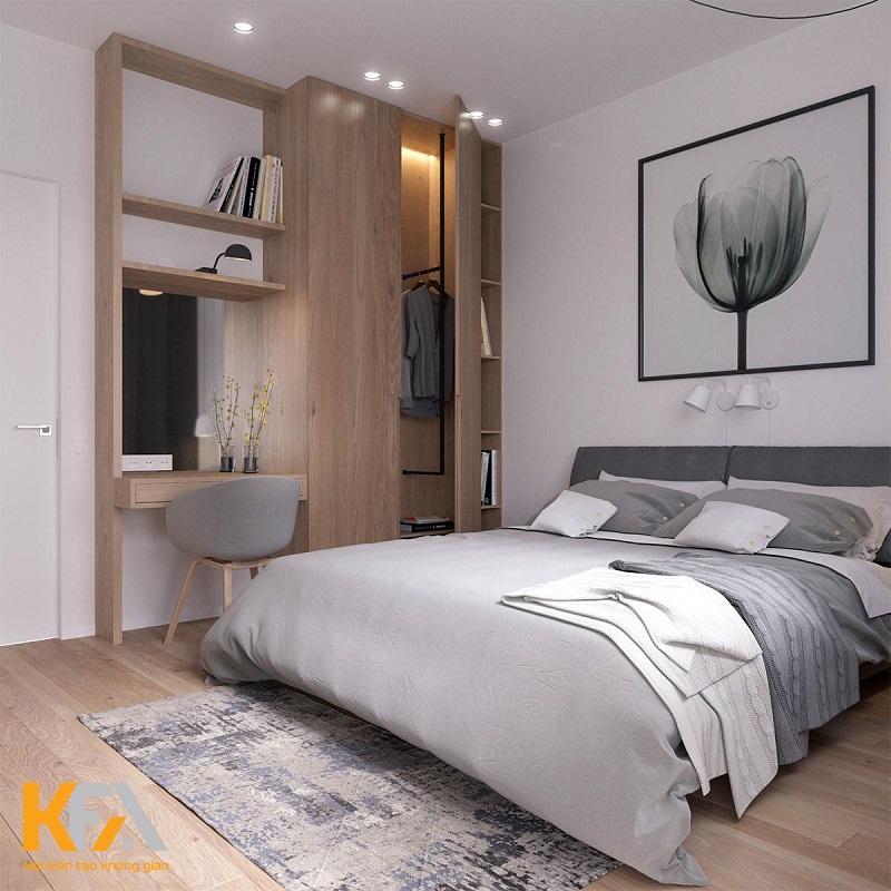 Nội thất phòng ngủ chất liệu gỗ và màu sáng tự nhiên