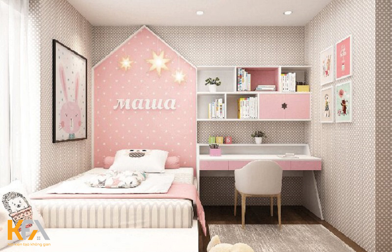 Phòng ngủ 11m2 cho bé gái với gam màu pastel dịu dàng Phòng ngủ 11m2 cho bé gái với gam màu pastel dịu dàng