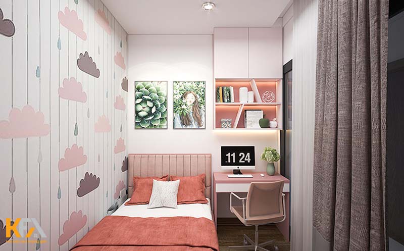 Trang trí phòng ngủ 3m2 bằng giấy dán tường độc đáo