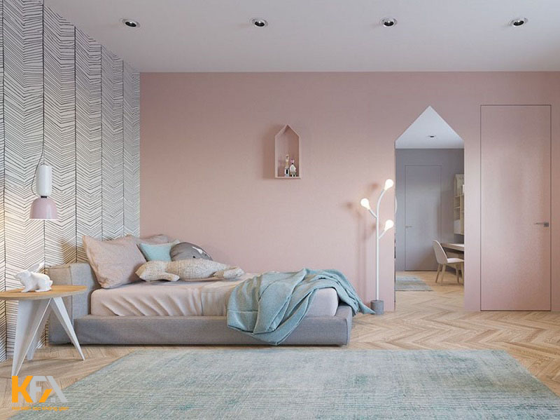 Thiết kế phòng ngủ màu hồng đơn giản nhưng tuyệt đẹp
