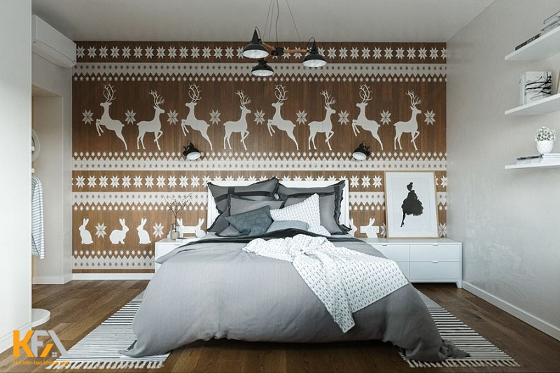 Phòng ngủ Scandinavian đẹp với họa tiết độc đáo