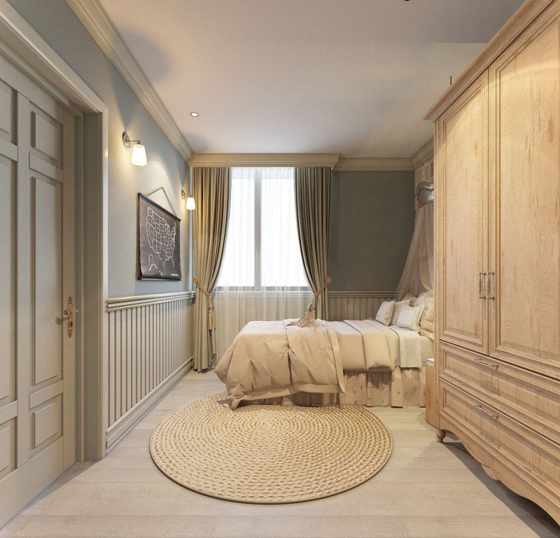 Phòng ngủ Scandinavian sử dụng nội thất gỗ