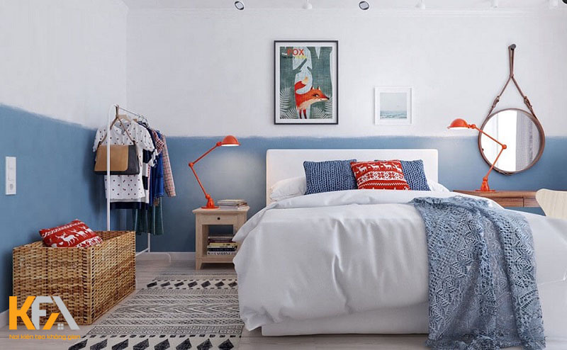Phòng ngủ màu xanh phong cách Scandinavia tinh tế