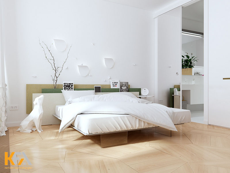 Phòng ngủ màu trắng phong cách tối giản