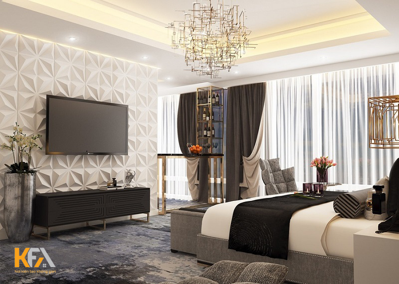 Phòng ngủ màu trắng đen phong cách Luxury