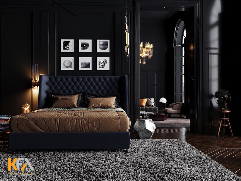 Phòng ngủ tông đen phong cách Neoclassic Phòng ngủ tông đen phong cách Neoclassic