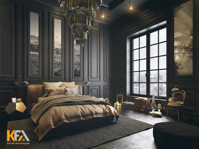 Phòng ngủ màu đen phong cách tân cổ điển