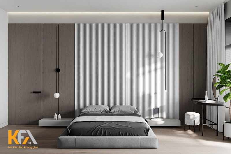Mẫu phòng ngủ màu xám phong cách tối giản