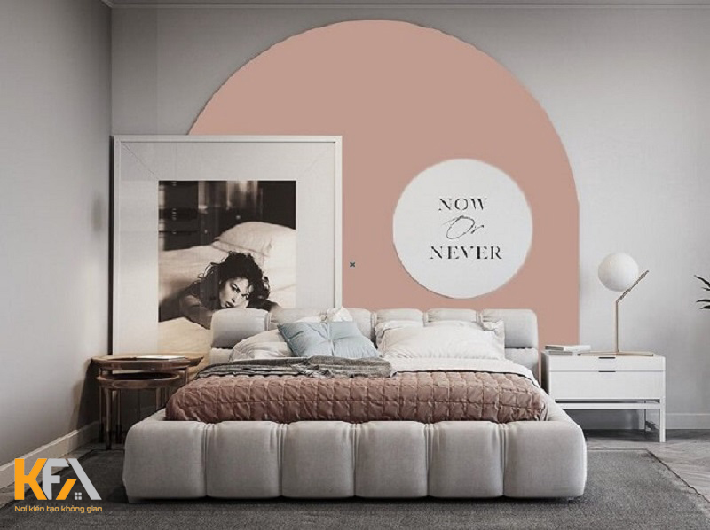 Thiết kế phòng ngủ màu xám hồng