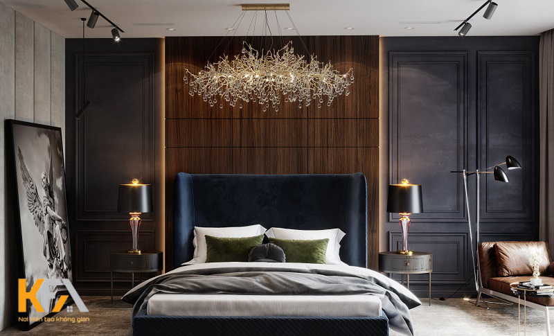 Phòng ngủ màu xám phong cách cổ điển