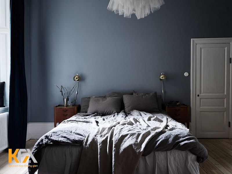 Mẫu phòng ngủ màu xám xanh