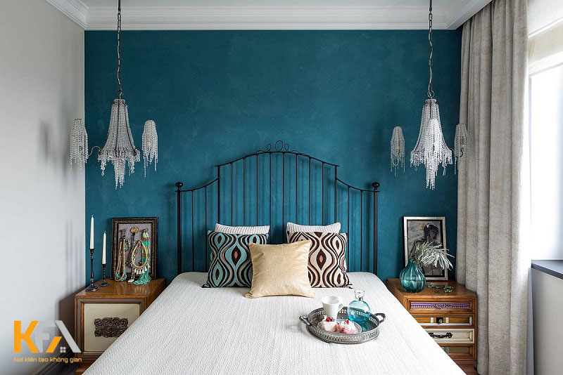 Thiết kế phòng ngủ đẹp cho nữ màu xanh cổ vịt