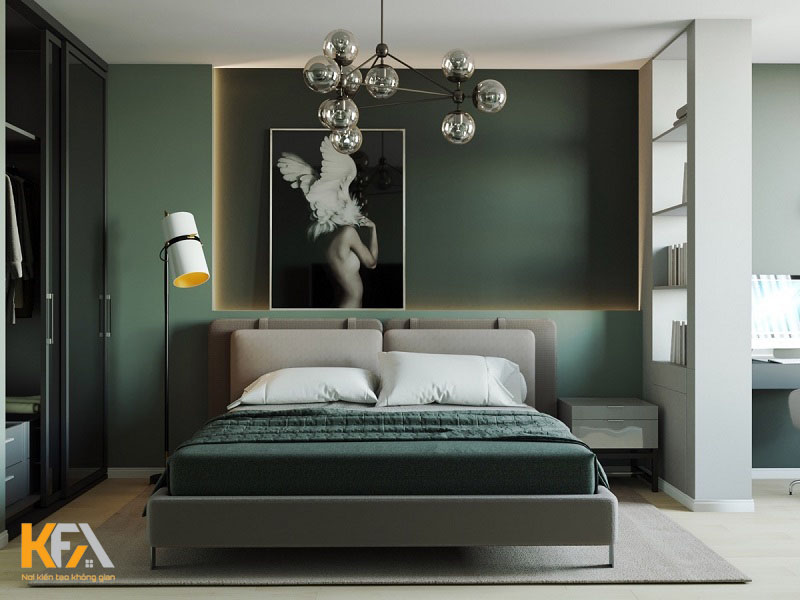 Phòng ngủ đẹp cho nữ màu xanh lục