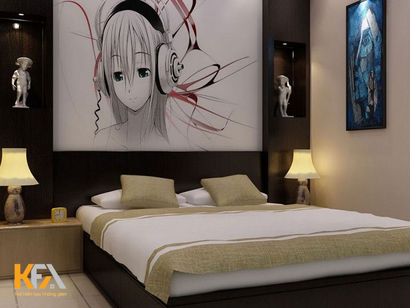 Phòng ngủ anime nhẹ nhàng, tinh tế