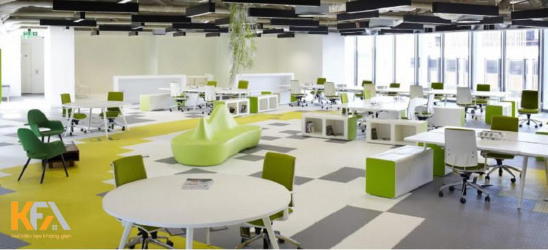 Văn phòng với gam màu xanh lá mang đến năng lượng tích cực
