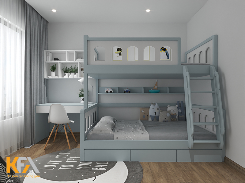Thiết kế phòng ngủ nhỏ với giường tầng tận dụng tối đa không gian