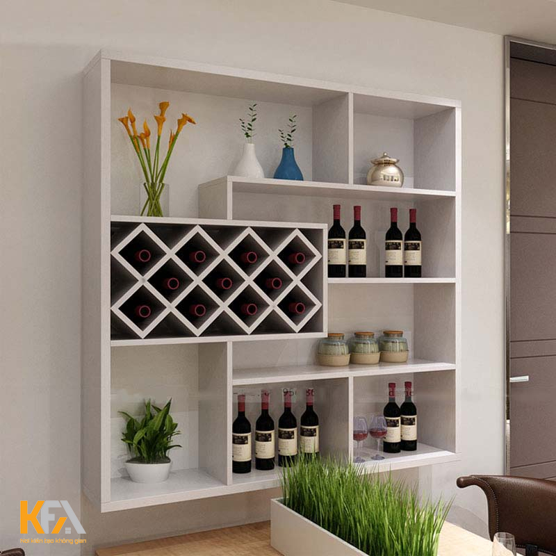 Mẫu 01: tủ rượu treo tường phòng khách hiện đại
