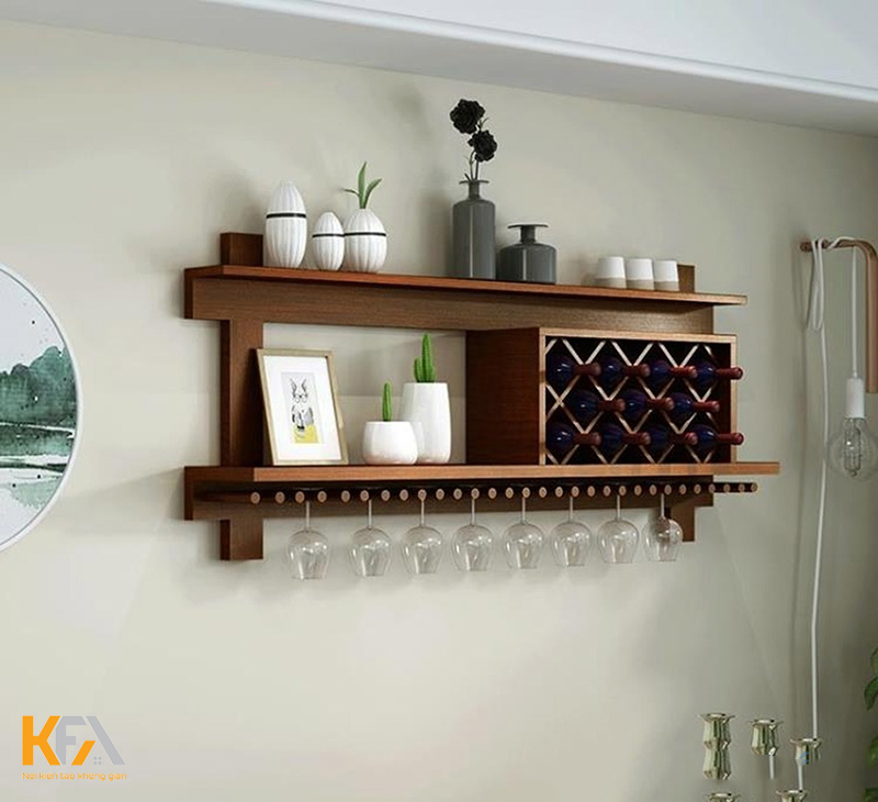 Mẫu 04: tủ rượu treo tường phòng khách tinh tế & đơn giản