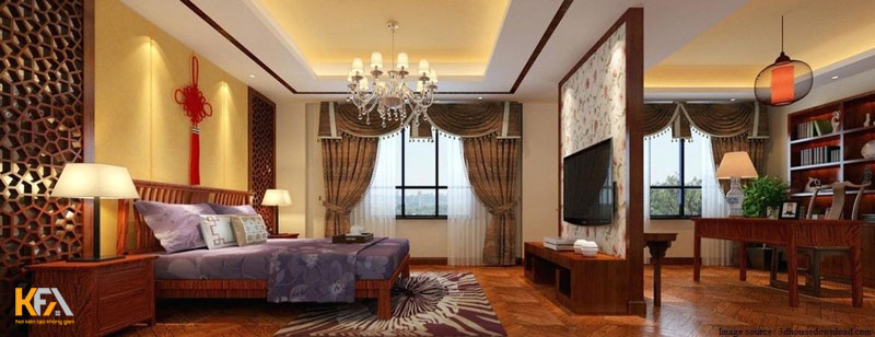 Vách ngăn phòng ngủ gỗ tự nhiên