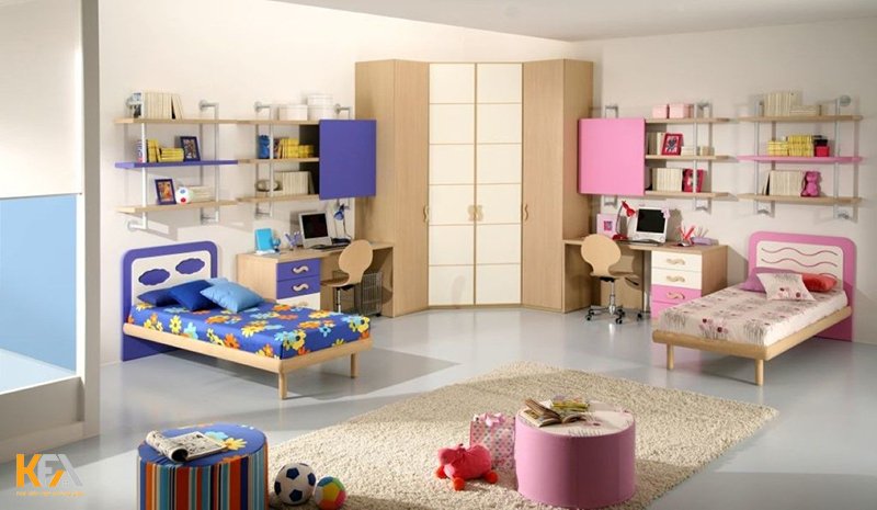  Mẫu thiết kế phòng ngủ chung cho bé trai và bé gái phong cách hiện đại đơn giản