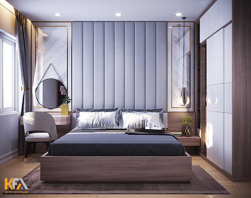 Thiết kế phòng ngủ chung cư với tone xanh dương
