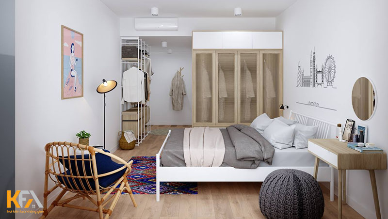 Thiết kế phòng ngủ chung cư với gam màu tươi sáng