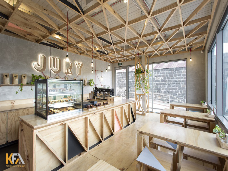 Quầy bar quán cafe bằng gỗ