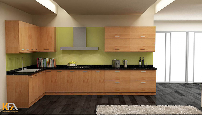 Mẫu thiết kế bếp nhà cấp 4 sử dụng tủ bếp gỗ công nghiệp 01