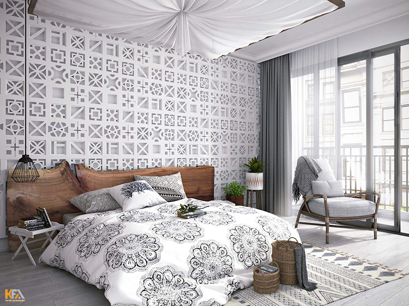 Thiết kế trần vải dành cho khu vực phòng ngủ nhẹ nhàng, độc đáo