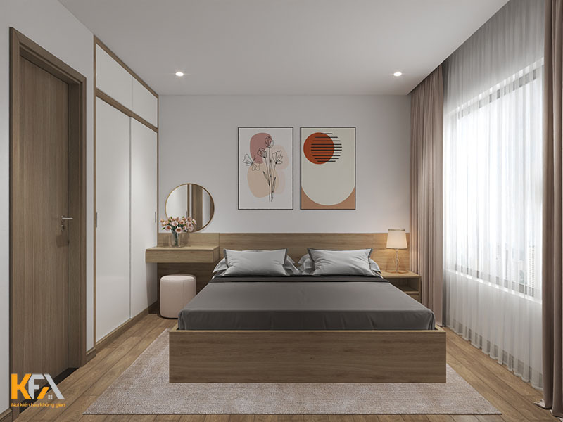 Thiết kế nội thất chung cư 70m2 với phòng ngủ rộng rãi cho bố mẹ