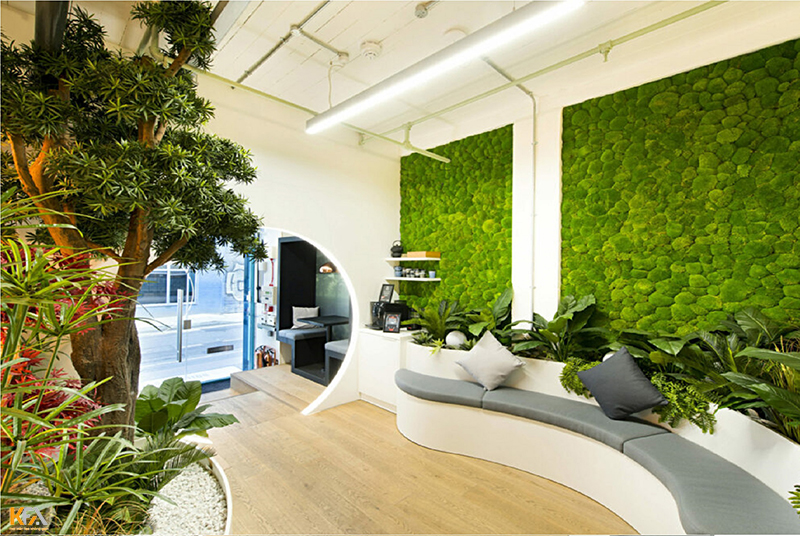Rất nhiều công ty còn tích hợp không gian cây xanh thoáng mát cho khu nghỉ ngơi dành cho nhân viên 