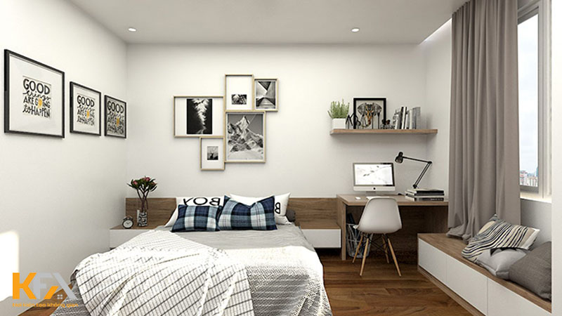 Phòng ngủ thiết kế hiện đại với đầy đủ nội thất và đồ trang trí