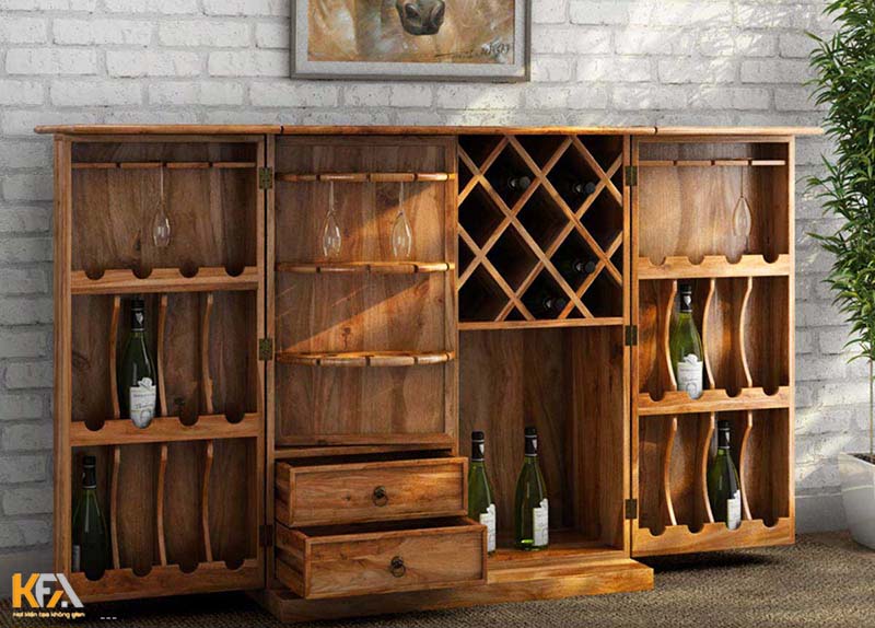 Tủ rượu phòng khách gỗ hương với thiết kế vintage đầy nhẹ nhàng