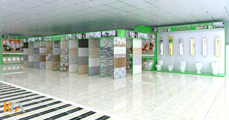 Mẫu thiết kế cửa hàng vật liệu xây dựng với không gian lớn