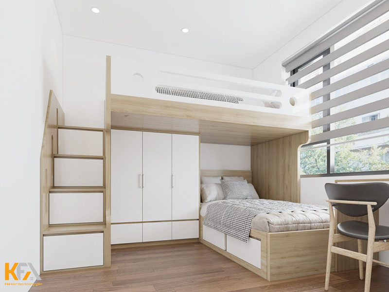 Thiết kế phòng ngủ cho hai bé với nội thất thông minh