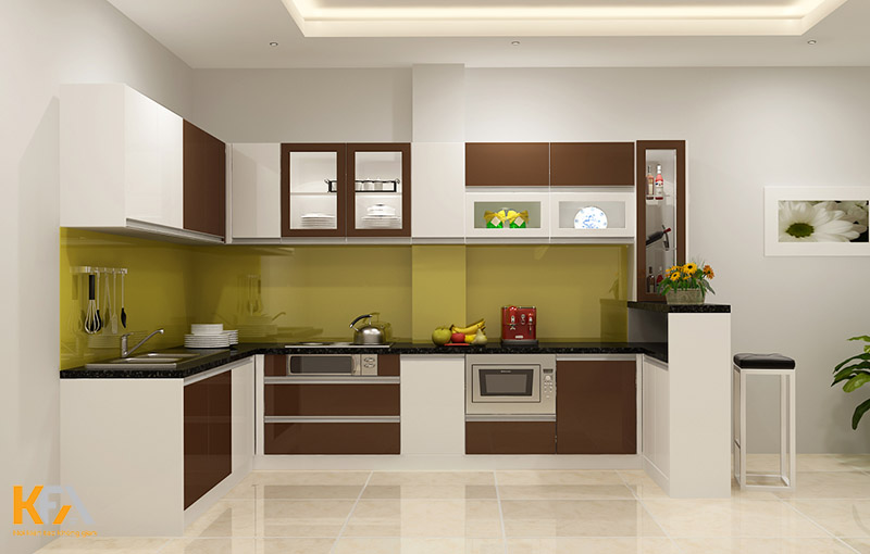 Thiết kế phòng bếp chung cư với chất liệu Arcylic
