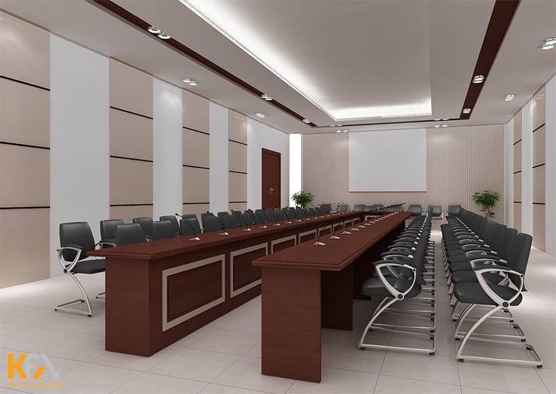 Thiết kế phòng họp lớn với hai dãy bàn