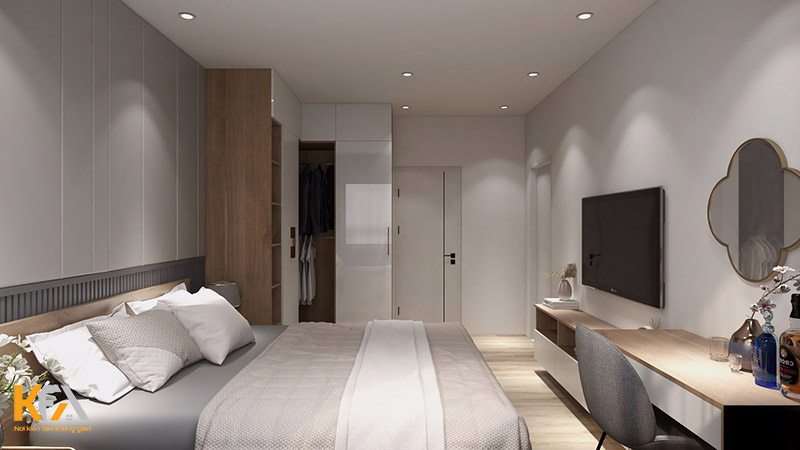 Thiết kế phòng ngủ hình chữ nhật 4x7m nhẹ nhàng, gần gũi