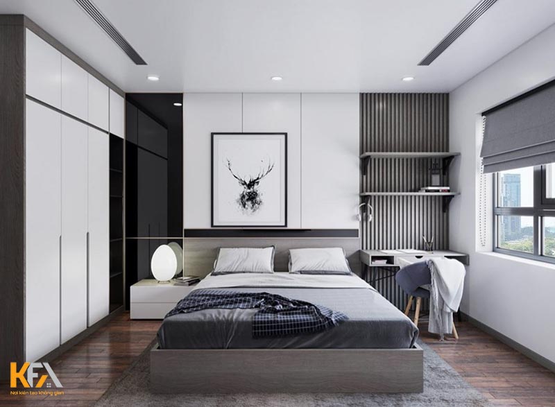 Thiết kế phòng ngủ master hiện đại 35m2 đơn giản, tiện nghi