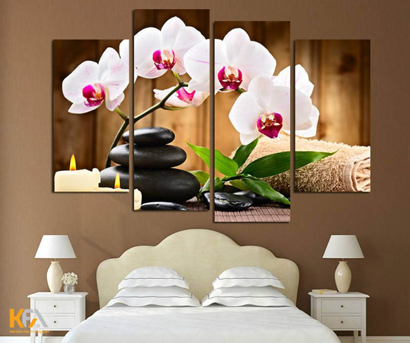 Tranh hoa phong lan 3D treo trong phòng ngủ