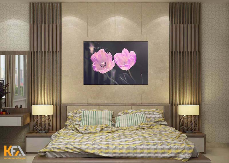 Tranh hoa hiện đại đặt trong phòng ngủ
