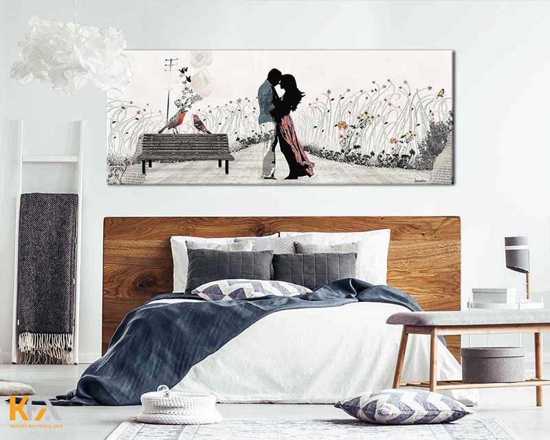 Thiết kế phòng ngủ theo phong cách Bắc Âu với tranh treo tường lãng mạn