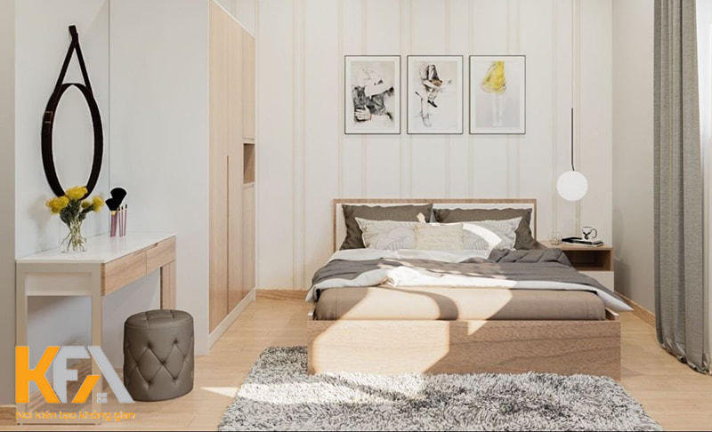 Mẫu phòng ngủ bình dân nội thất gỗ công nghiệp