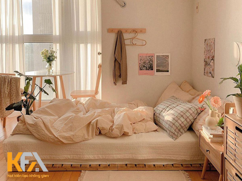 Decor phòng ngủ không giường phong cách Hàn Quốc