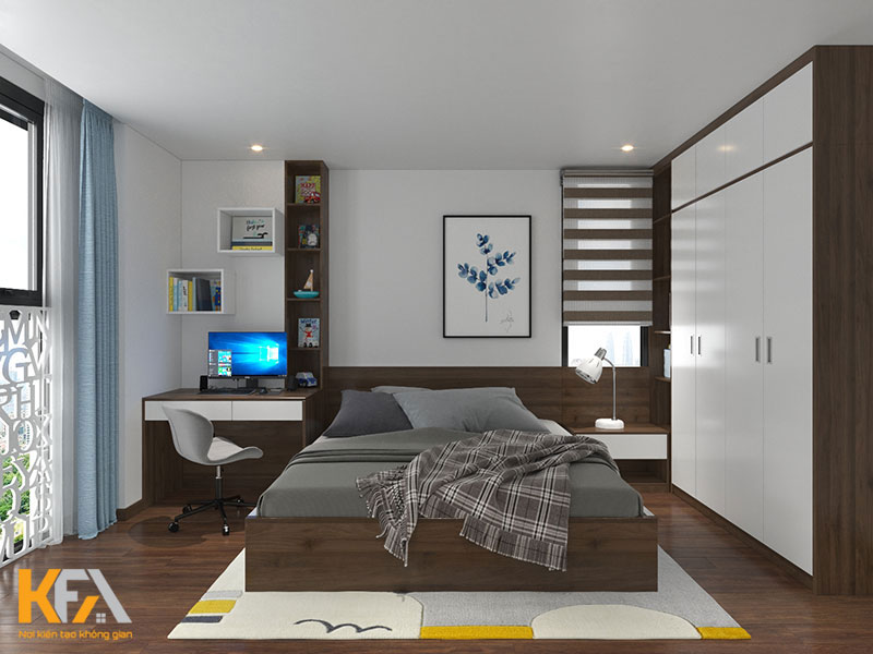 Thiết kế nội thất chung cư với phòng ngủ hiện đại cho con trai lớn