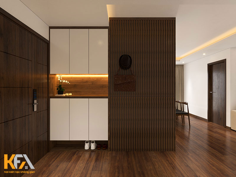 Thiết kế nội thất chung cư 120m2 sử dụng kết hợp gỗ tự nhiên và gỗ công nghiệp