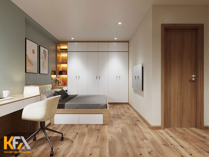Thiết kế nội thất chung cư với phòng ngủ master thanh lịch, hiện đại