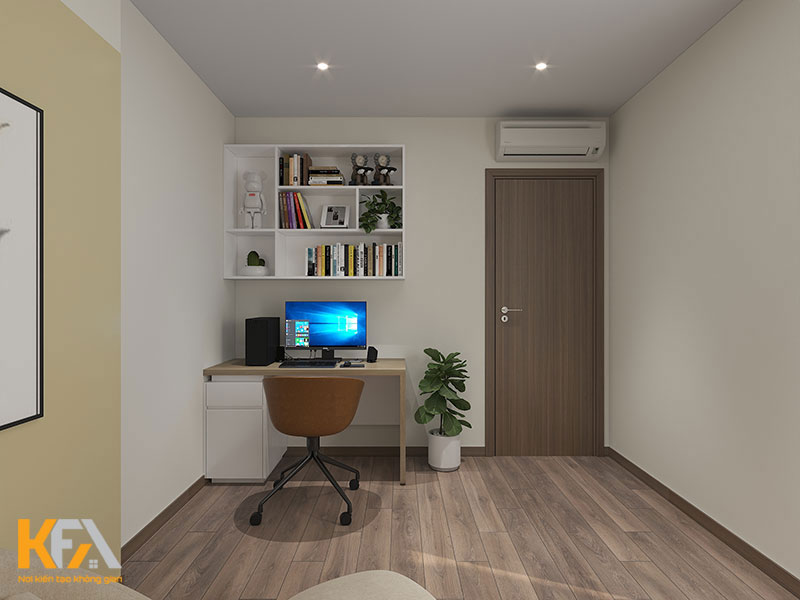 Thiết kế phòng làm việc riêng biệt, yên tĩnh trong không gian chung cư 55m2