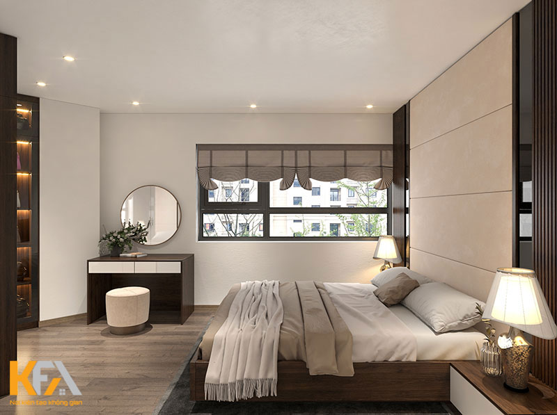 Thiết kế nội thất chung cư với phòng ngủ bố mẹ thoáng rộng, ấm áp