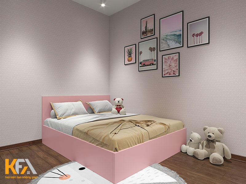 Phòng ngủ cho bé gái sử dụng nội thất đa năng mở rộng diện tích